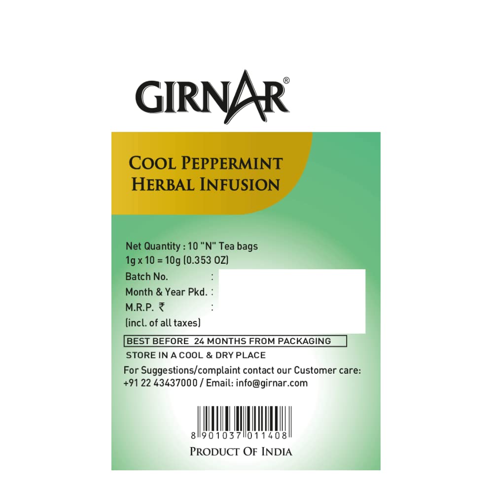 Girnar Cool Peppermint Kräuteraufguss Teebeutel 10 Stück Koffeinfrei Beruhigendes Minzgetränk