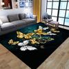 Flannel Printed Golden Butterfly Rug Elegant Design Living Room Carpet Soft Fleece Floor Mat Home Decor Luxury Area Rugs
