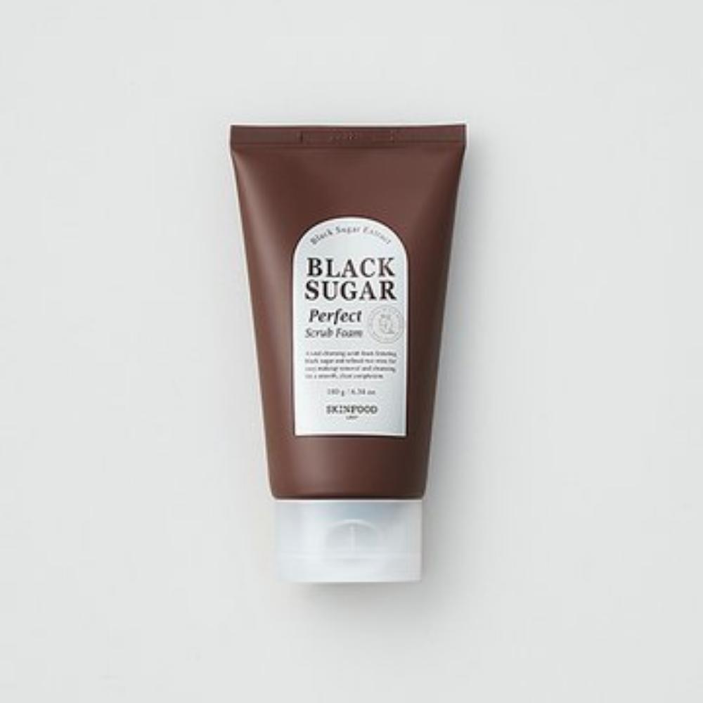 SKINFOOD Пенка-скраб с черным сахаром Perfect Scrub Foam 180 г, Глубокое очищение и нежное отшелушивание, K-Beauty