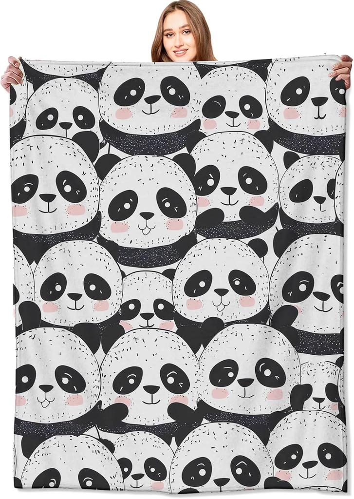 GUOYU Blanket Cartoon Panda Blanket Cute Animal and Floral Flower Throw BlanketsBirthday Gifts for KidsAnimal LoversLightweight Soft Fleece