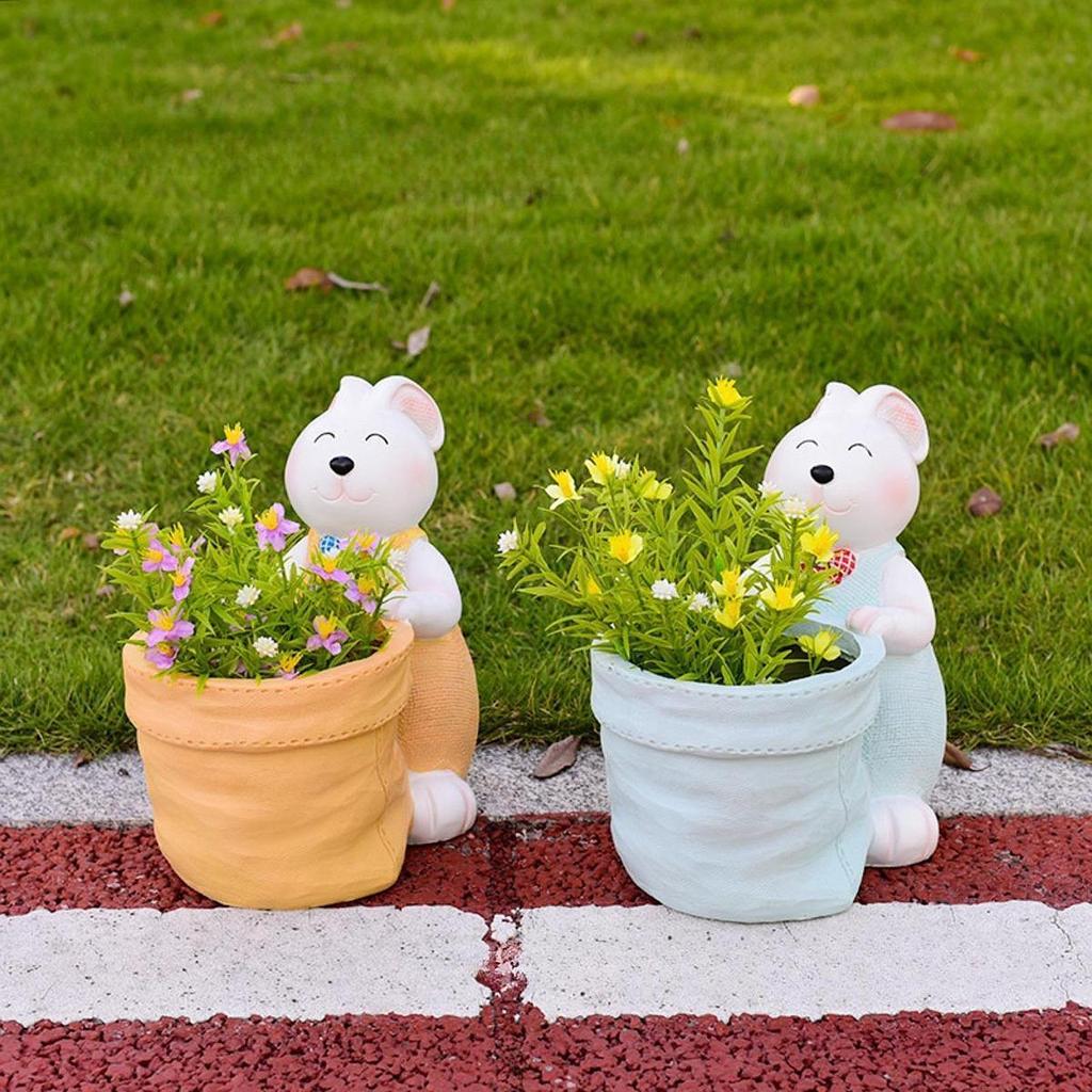 Flower Pot Decorative Pen Holder Storage Case Sculpture Animal Plant Pot Garden Figurine for Living Room Home Yard Balcony Lawn