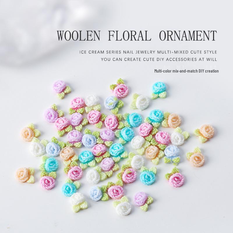 Colorful Resin Flower Nail Art Accessories - 50 Pcs of 3D Flat Bottom Roses