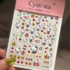 Cute Kitty Heart & Apple Embossed Nail Art Stickers for DIY & Decoration