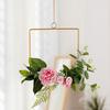 Yousheng Floral Hoop Wreath, Metal Wall Hanging with Flower Decor, Durable Wear-Resistant Floral Hoop Wreath, for Garden Balcony Windowsill