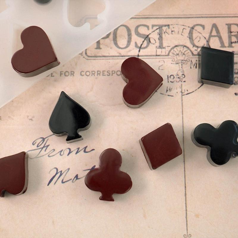 Herz Pik Kreuz Gewachste Pelletsformen Poker Silikonform Epoxidharze Gießformen für Schokolade Fondant Kuchen