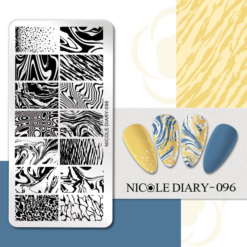 NICOLE DIARY Leopard Flower Nail Stamping Plate Image Transfer Template Geometry Leaf Stainless Steel Stencil Nail Printing Tool