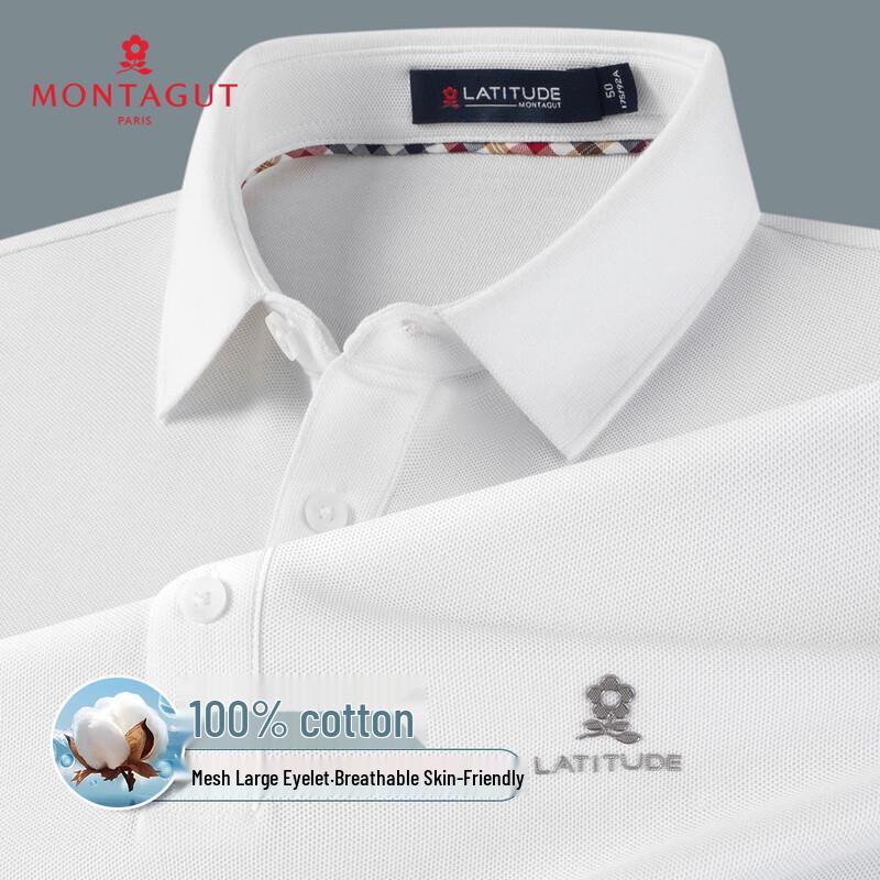 MONTAGUT Men's Autumn/Winter 100% Cotton Pique Long-Sleeve Polo Shirt