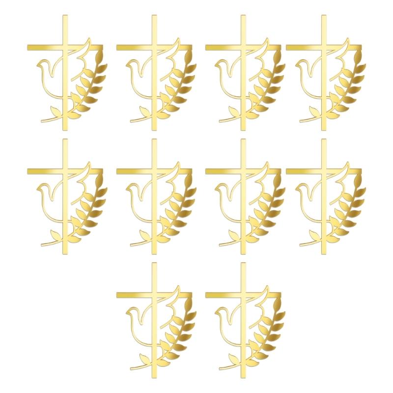 

10pcs Religious Crossed And Doves Cake Decoration Insert For Birthday Party Christening Event Decorative Cake Toppers