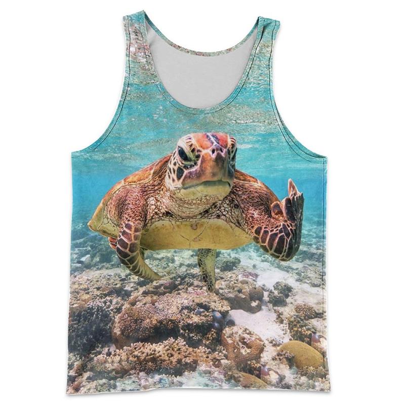 

Summer Funny Turtle 3D Print Tank Tops Men s Casual Sportswear Fashion Oversized Sleeveless Tank Top Gym Male Vest Man Clothing 5XL