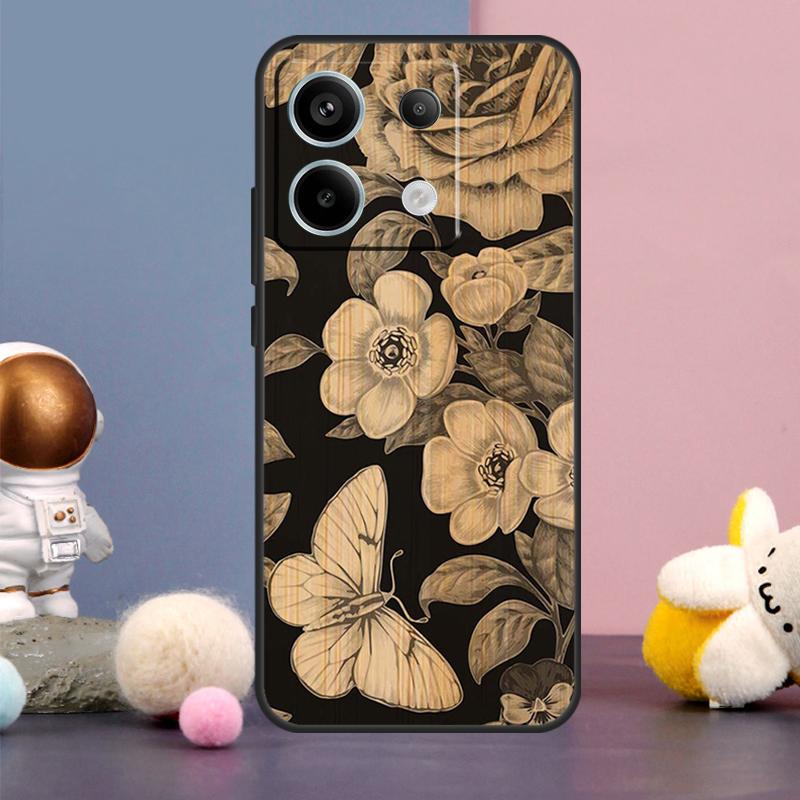 Tree Flower Bamboo Wood Case For Xiaomi Redmi Note 13 9 10 11 12 14 15 Pro Plus Redmi 15 15C 14C 10C 12C 13C Cover
