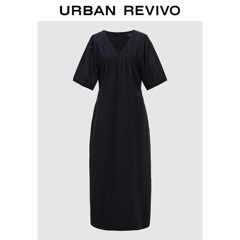 

UR Women s V-Neck Slit Short Sleeve A-Line Dress M