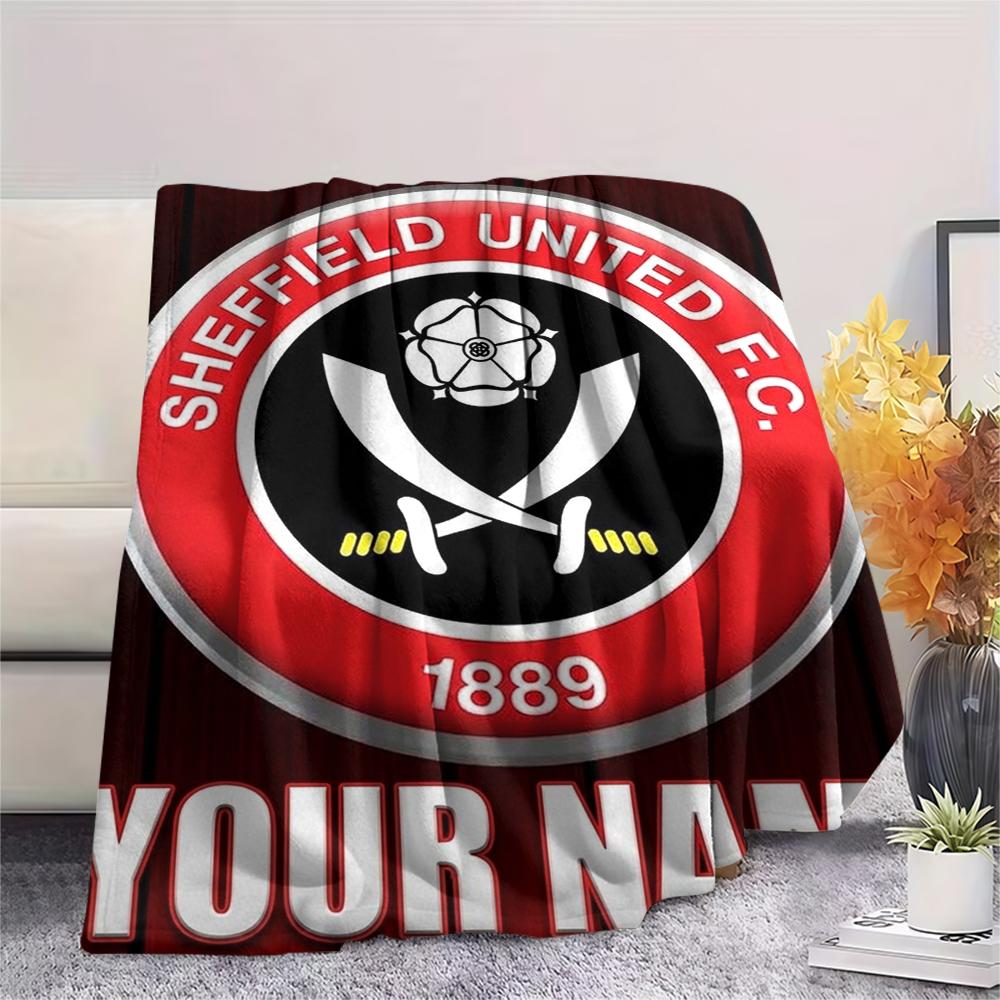 1PC Custom Name Sheffield United FC Patterned Flannel Blanket Suitable For All Seasons for Home Decor Warmth and Comfort Gifts Holiday Present