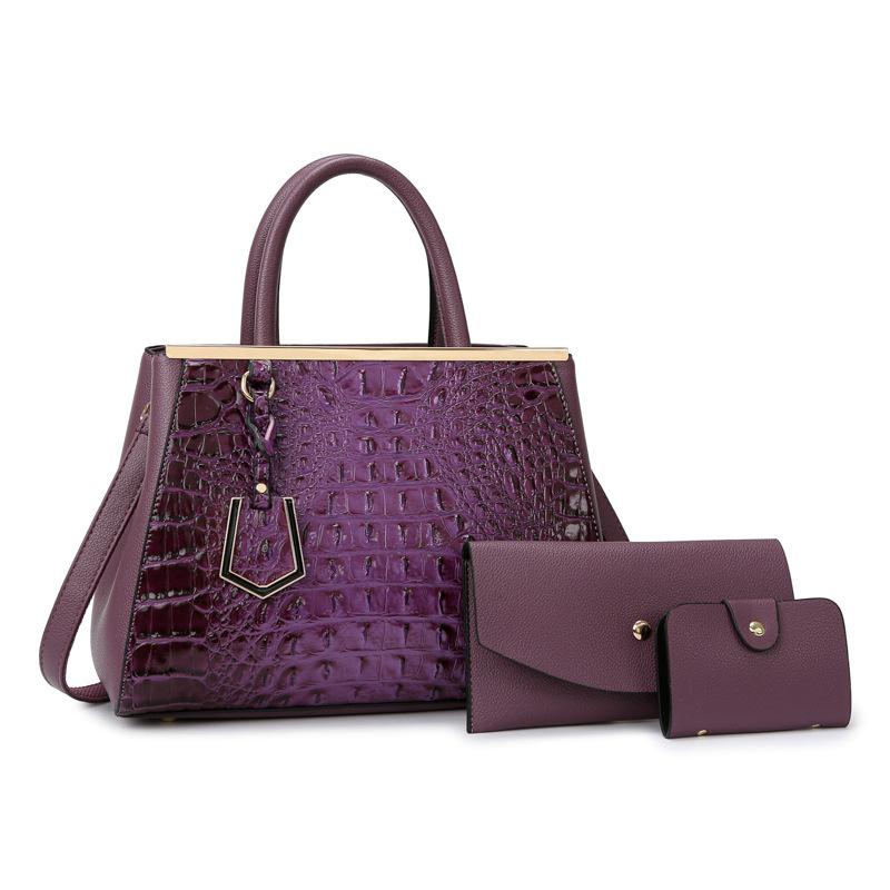 Crocodile Pattern Portable Tote Bag Women's Bag New Fashionable Large-capacity Shoulder Bag Light Luxury Texture Three-piece Messenger Bag