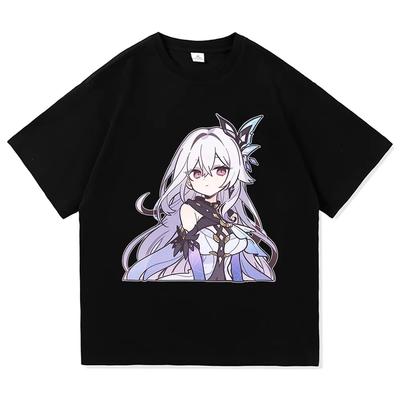 Genshin Impact Skirk Chibi Anime Print T-Shirt | Unisex Cotton Casual Short Sleeve Streetwear Top