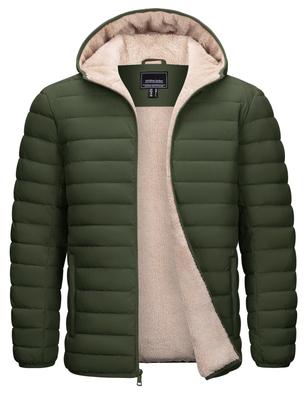 KEFITEVD Warme gefütterte Jacke mit Fleece Perfekt für Winter und Outdoor Armeegröße L Herren Innenfutter, Wandern, Angeln, Aktivitäten, Dick, Grün,
