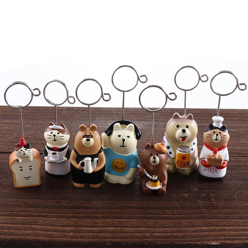 Creative Stationery Resin Message Holder Kawaii Bread Cat Memo Holder Photo Card Stand Memo Clip
