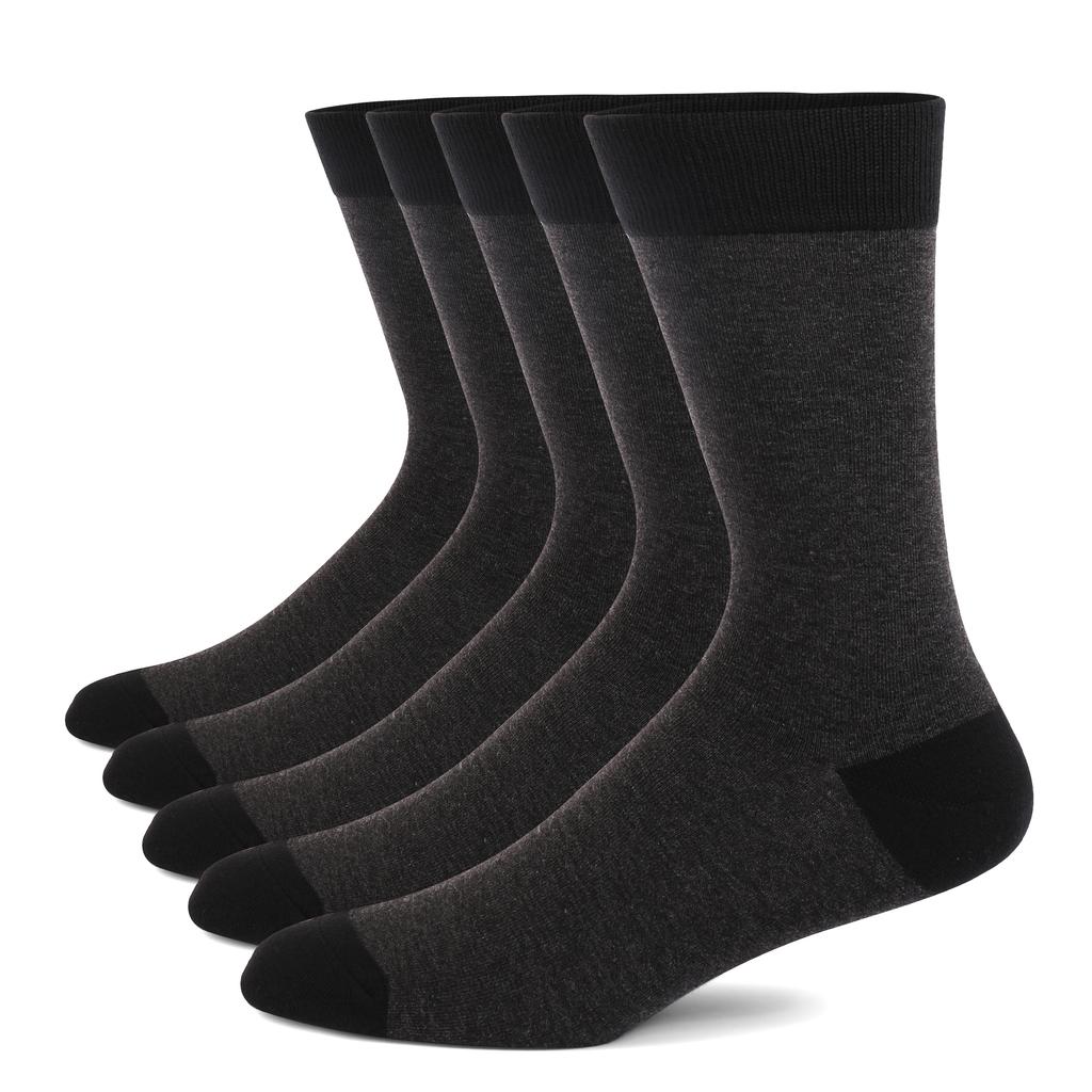 5 Pairs Mens Dress Socks Stripe Plus Size High Quality Combed Cotton Crew Socks Black Cool Breathable Casual Socks for Men