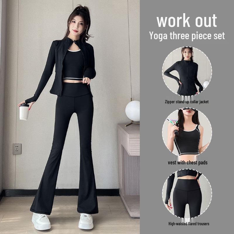 Women's 2024 High-End Yoga Suit: Advanced Pilates Fitness Jacket & Micro Flare Pants