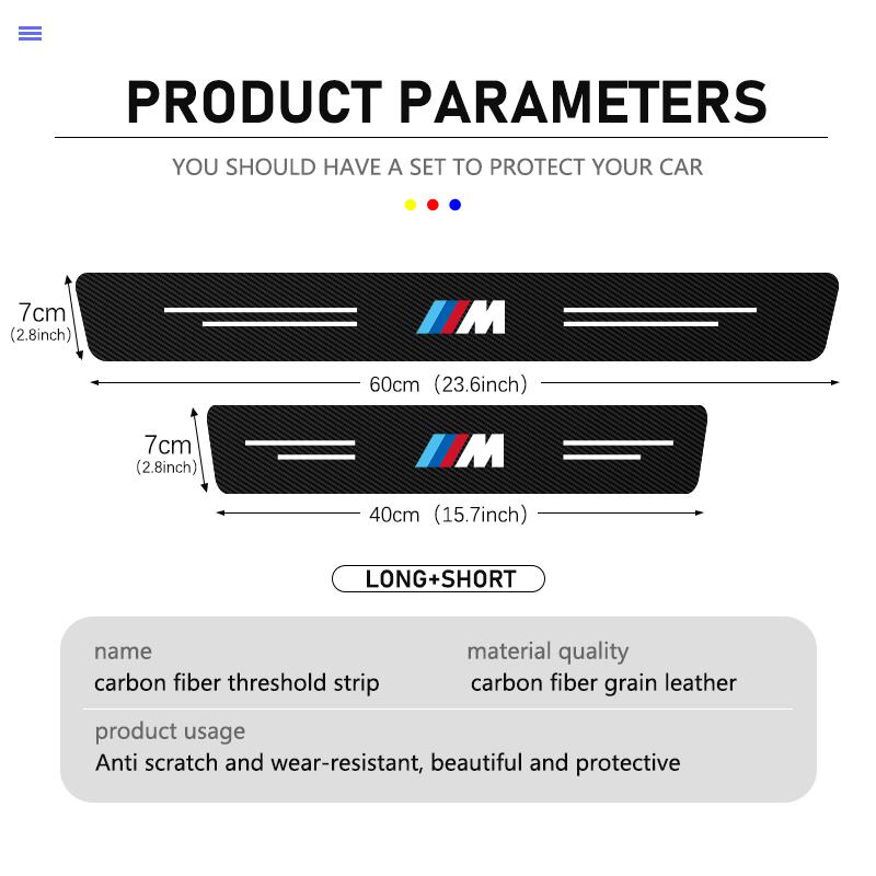 MKLJ3 Car Door Carbon Fiber Sill Anti-Scratch Guard Sticker For BMW Performance X1 X3 X5 E39 E46 E90 F20 E60 F30 M3 M5