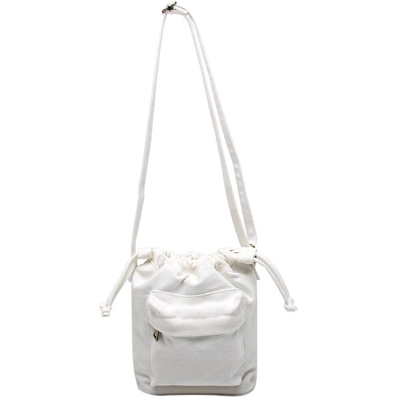 

Korean Style Artistic Retro Canvas Bag, Women s Cotton Solid Color Crossbody Bag, New Drawstring Drawstring Drawstring Bucket Bag белый