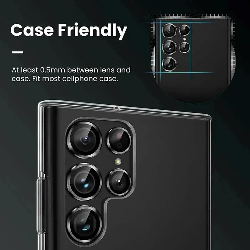 Metal Lens Ring Glass For Samsung Galaxy S24 S23 S22 Ultra Plus Z Flip Fold 6 Camera Protection Cover Tempered Glass Accessories