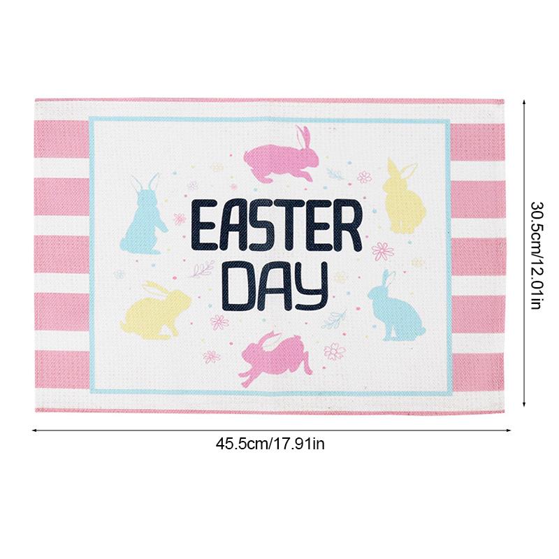 Easter Linen Placemat Cute Rabbit Dining Table Mat Happy Easter Party Decoration Spring Home Kitchen Table Decor Supplies 2025
