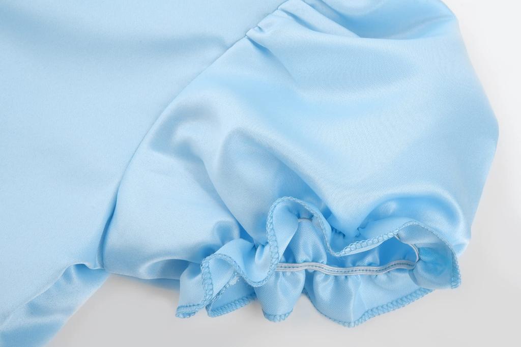 ReliBeauty Halloween Princess Light with White Apron and Size for Girls Costume, Dress, Maid/Lolita Style, Blue, Headband, 130,