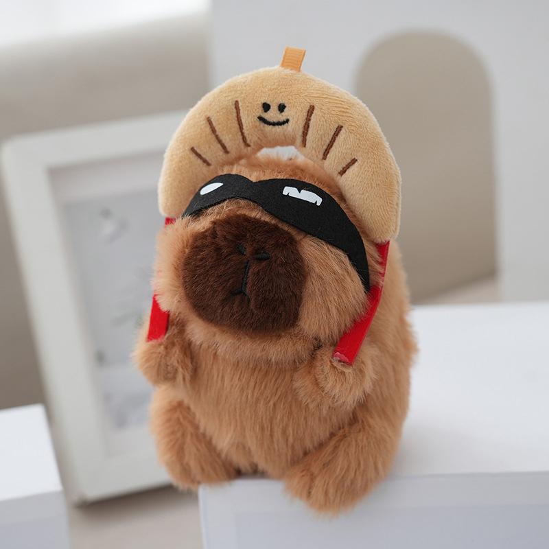 

Мультяшный плюшевый брелок-капибара, милая мягкая игрушка, подвеска для сумки, висячее украшение, настольная кукла-орнамент, брелок для ключей от машины, детский подарок