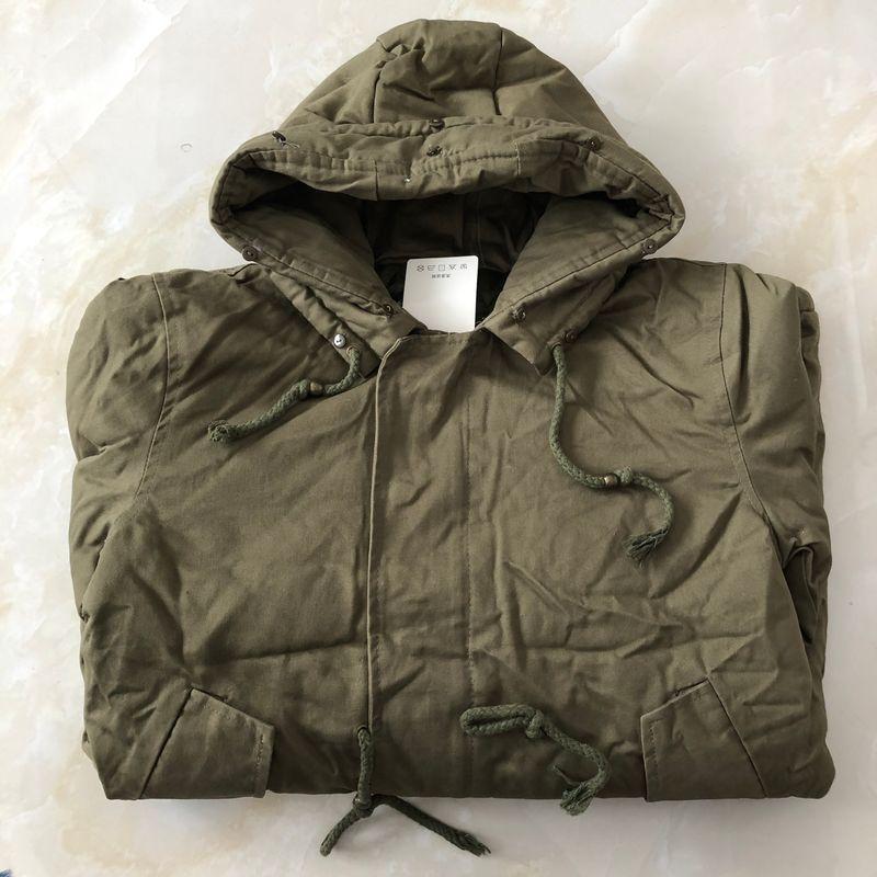 Long Length Cotton-Padded Coat Fall and Winter New Foreign Trade Women's Clothing Hooded Collar Long-Sleeve Zipper Thin Parka Cotton-Padded Coat 27081