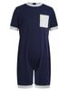 3Pcs Adaptive Anti-Strip Jumpsuit for Kids Back Invisible Zipper Round Neck Short Sleeve Contrast Color Thigh Length with Pocket