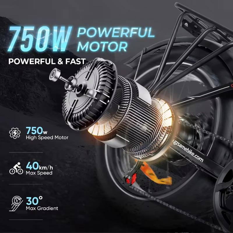 SAMEBIKE LOTDM200-II Folding Electric Bicycle for Adults 20 x 4.0 inch Fat Tire Mountain E-bike With 48V 13Ah Removable Battery