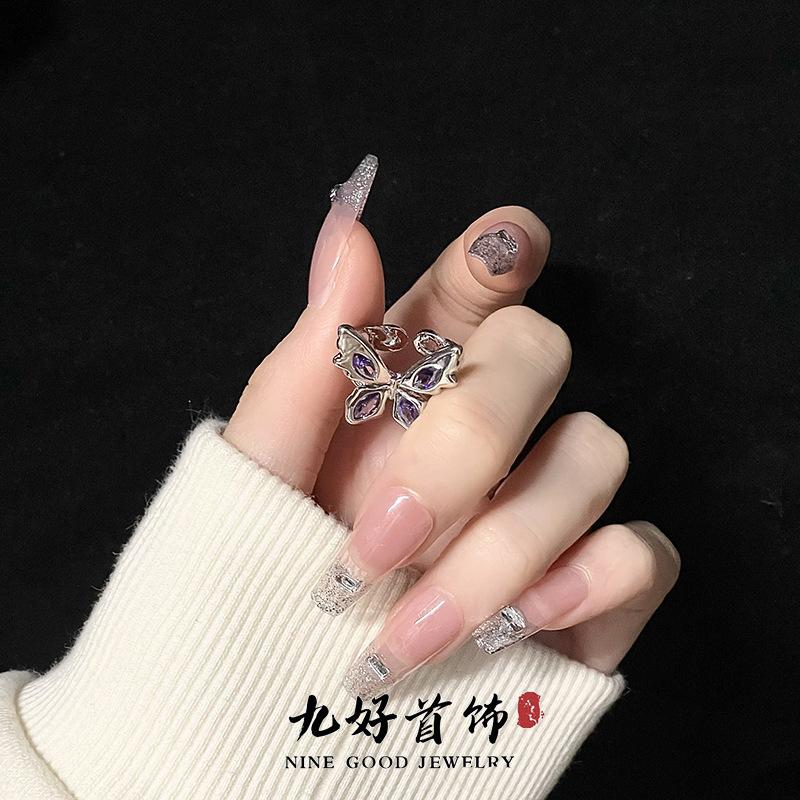 Niche Design Sense Diamond Zir*****Pening Light Luxury High Sense Cold Wind Set Ring Women'S Fashion