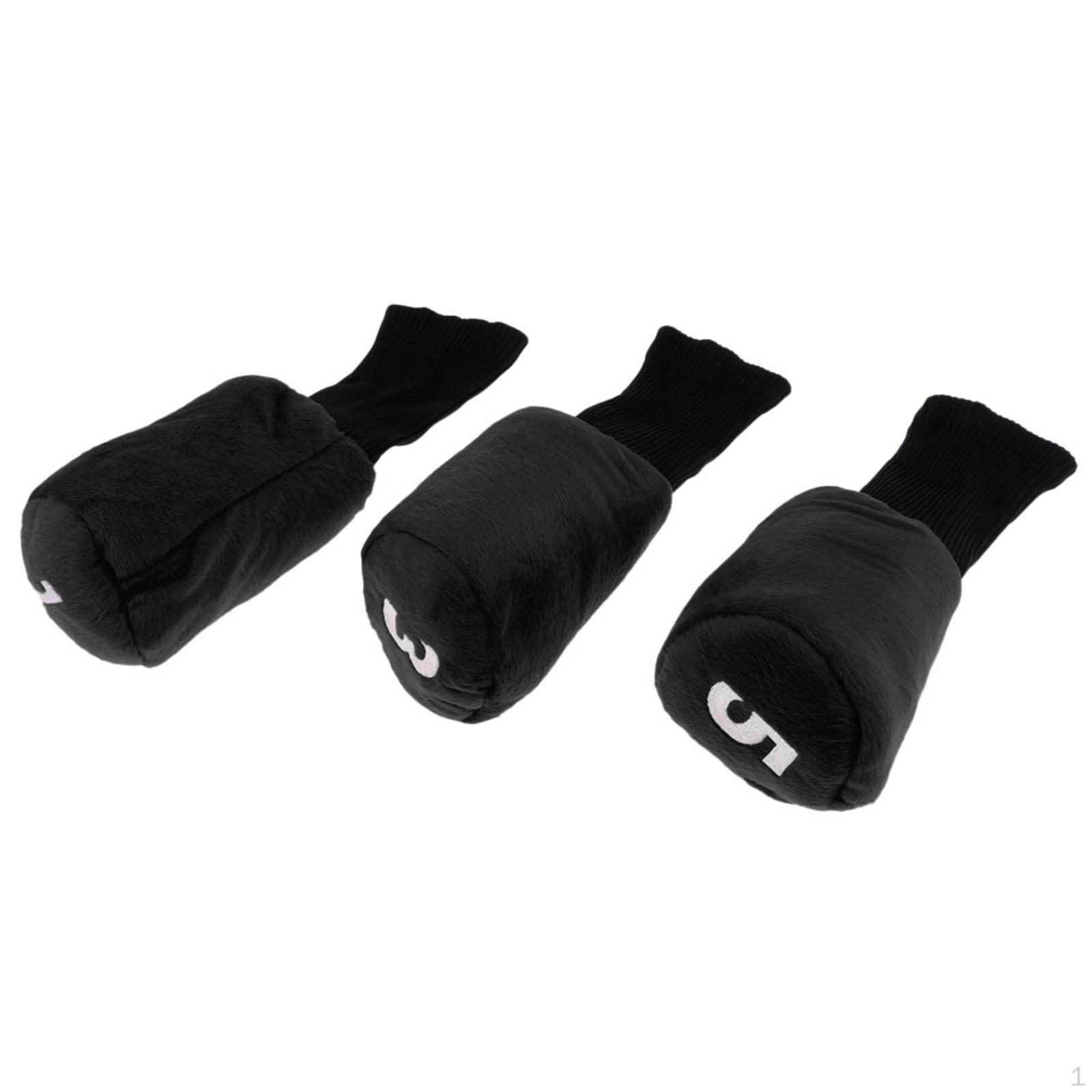 3 Pack Durable Lightweight Cover Headcover Golf Accessories Black