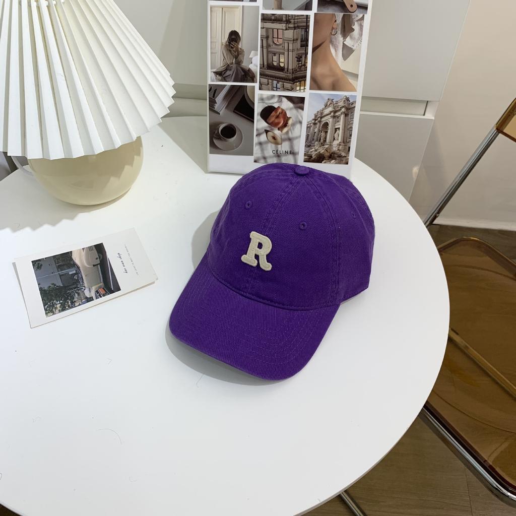 New Embroidery Letter R Baseball Cap Summer Solid Women Ponytail Hats Men Baseball Cap Cotton Outdoor Simple Visor Casual Cap
