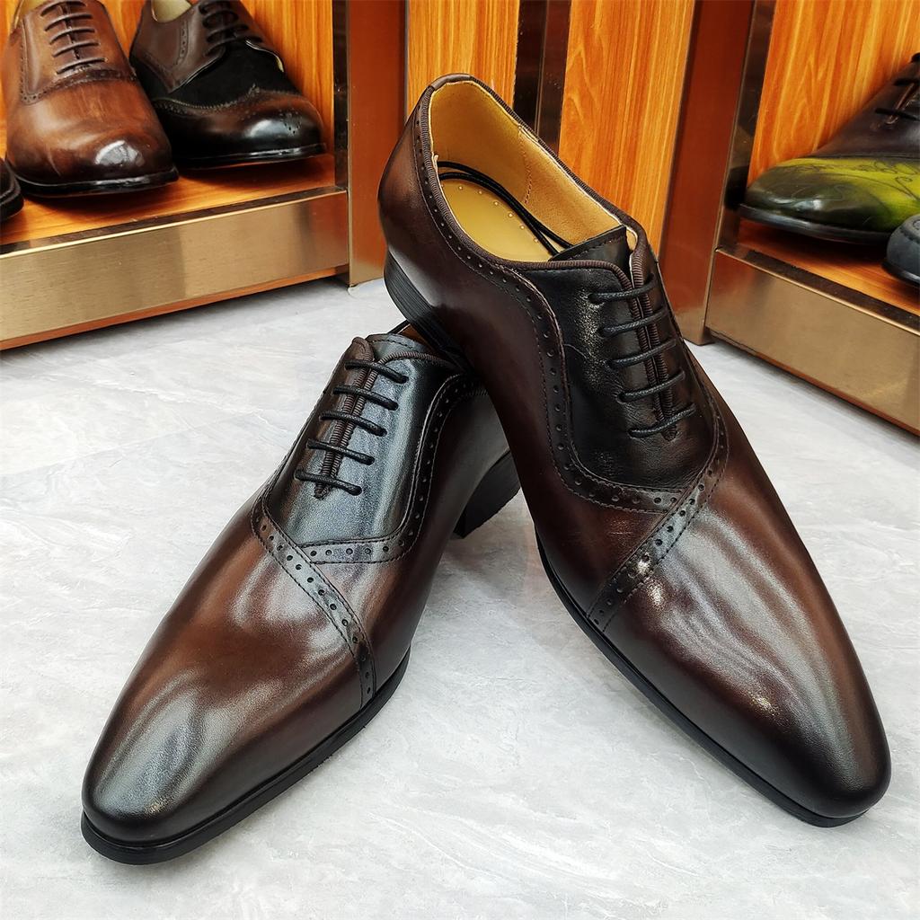 Fashion Luxury Men's Oxford Leather Dress Shoes Lace-Up Casual Business Fashion Carved Shoes for Wedding Party Office Higher Quality