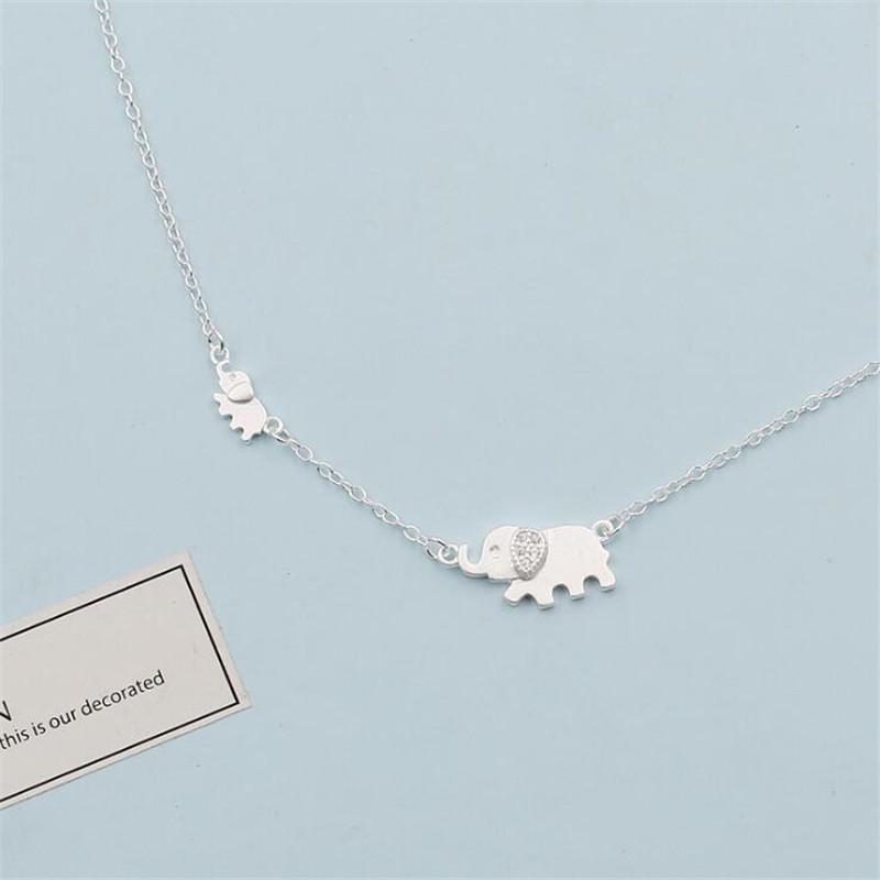 Korean Cute Diamond Elephant Clavicle Necklace for Women