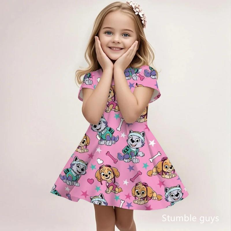 Cute Paw Patrol Dress For Girls Summer Casual Fashion Beach Sundress Soft Breathable Lightweight