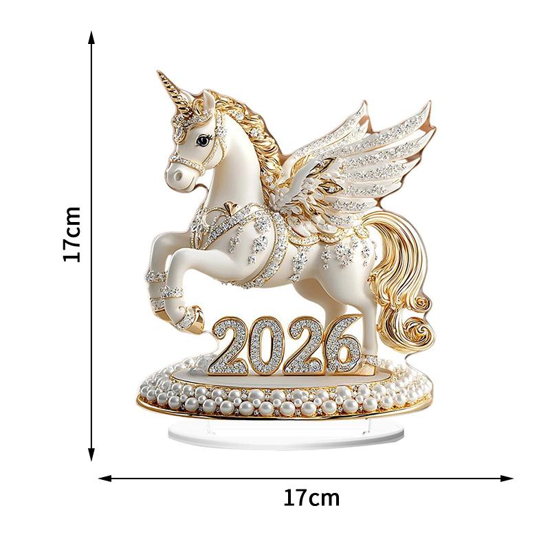 2D Acrylic Ornament 2026 Year Of The Horse Desktop Decorate Miniature Statue Pony Festival Decor Home Office New Year Gift