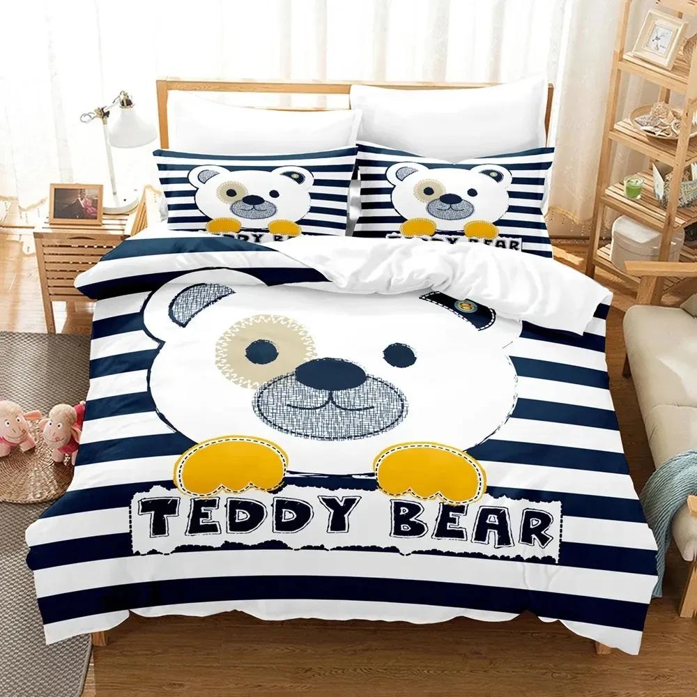 3D Print Teddy Bear Bedding Set Duvet Cover Bed Set Quilt Cover Pillowcase Comforter King Queen Size Boys Adult Bedding Set