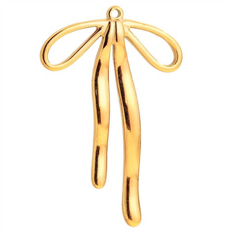 Bow Pendant Charm Necklace & Earring Set - European & American INS Style, Stainless Steel DIY Jewelry.