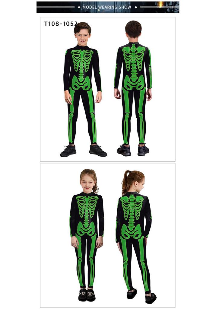 2026 New 3D Skeleton Halloween Jumpsuit for Kids - Boys & Girls
