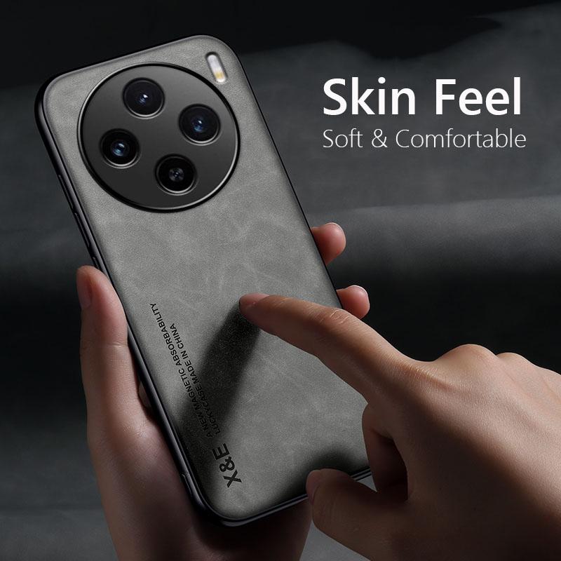 Retro magnetické semišové kožené pouzdro pro VIVO X100S Pro X100 Pro X100SPro Nárazuvzdorný matný silikonový měkký kryt