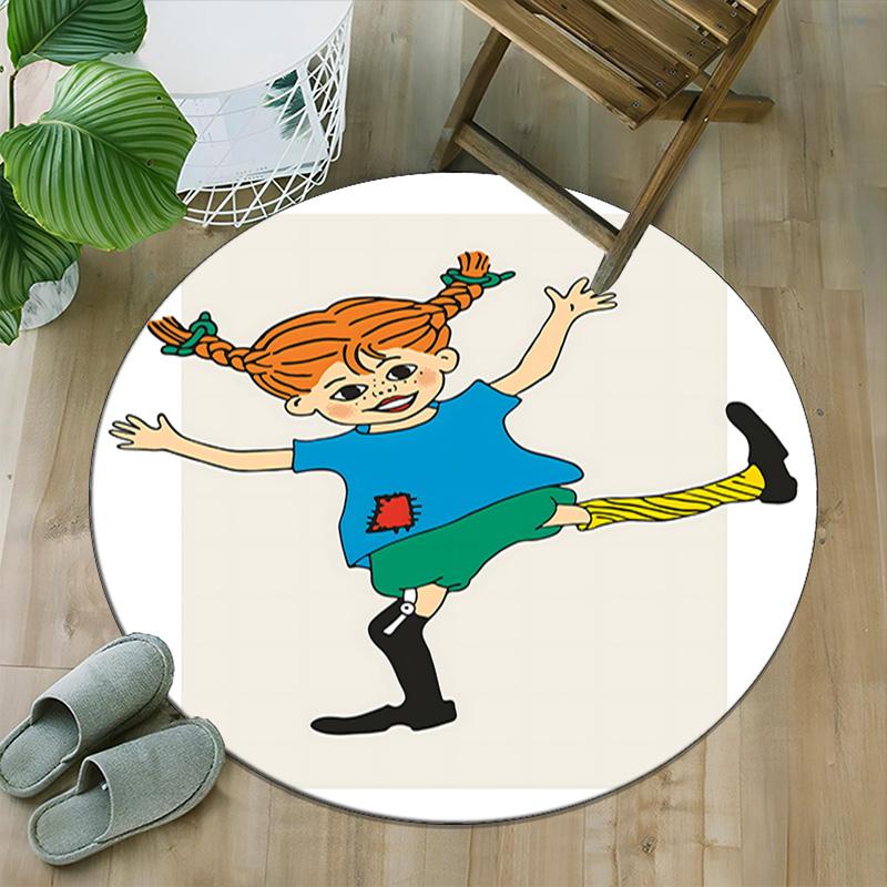 1pc Pippi Longstocking1 Print Round Carpet Chair Round Carpet Suitable for Bedroom Living Room Home Decorative Carpet