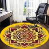 1pc Golden Mandala Pattern Chair Carpet for Office, Round Polyester Mat, Indoor Decor for Office, Easycare Fabric, Washable Non-slip Area Carpet
