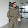 European and American Women's Clothing New Commuter Style Stand-up Collar Irregular Button Cardigan High-waisted Bloomers Set