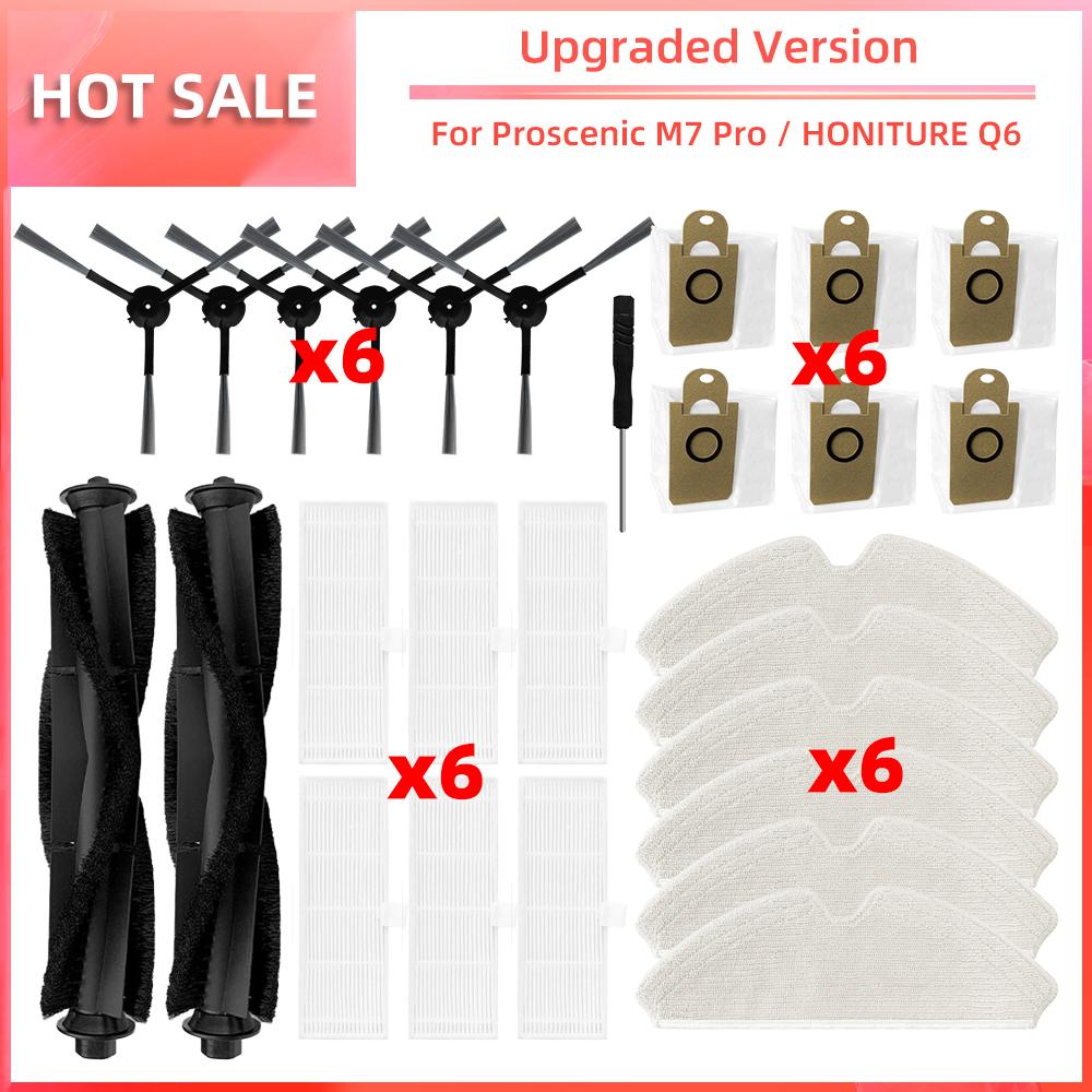Pentru Proscenic M7 Pro / Kyvol Cybovac S31 / HONITURE Q6 / Uoni V980 Plus Piese de schimb pentru aspirator robot Perie laterală principală Mop cu filtru Hepa