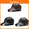 Outdoor Winter Cap For Seniors With Windproof Pu Leather Earmuff Baseball Hat With Adjustable Fit