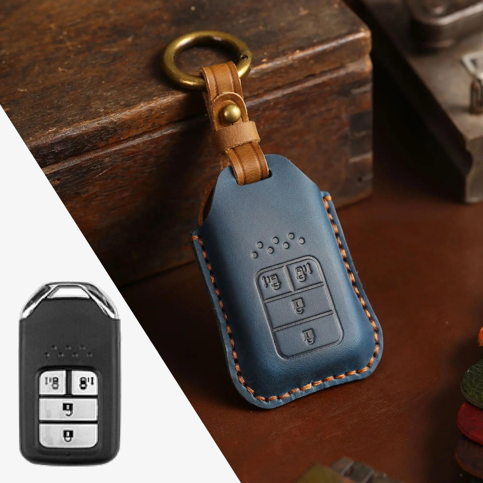 

Leather Car Key Case Cover Fob Protector for Honda City Turbo Crider XRV 10th Civic Accord Keychain Holder Keyring Accessories