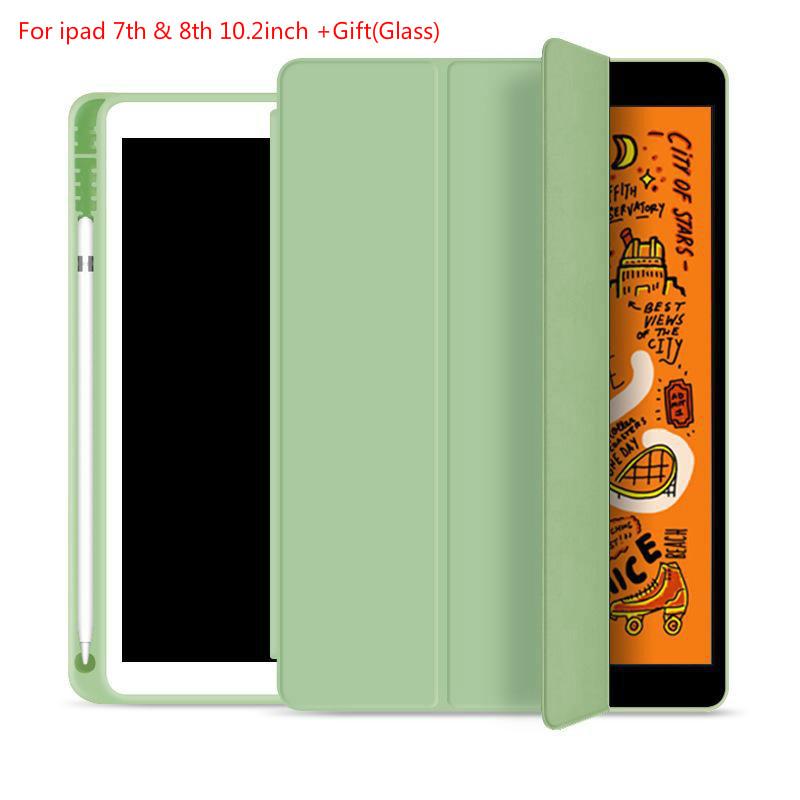 

Смарт-чехол Trifold для iPad 10,2 дюйма, 2019, 7, 2020, 8-го поколения, мягкий силиконовый противоударный чехол-подставка с функцией автоматического сна/пробуждения для iPad 10,2 дюйма, стекло = подарок