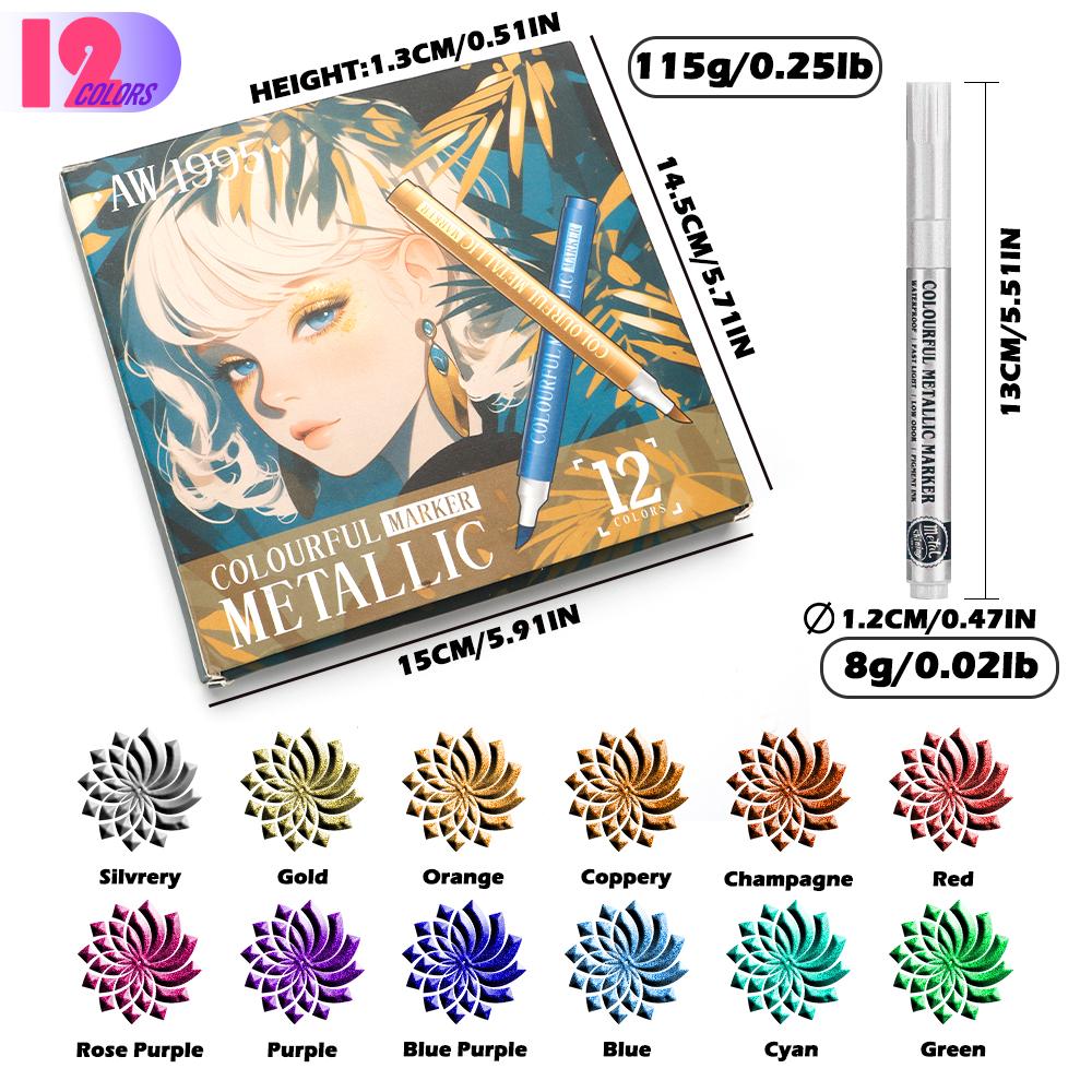 Premium ART WALKER Acrylic Metallic Ink Marker Paint Pen 5mm Soft Brush Tip for Card Making DIY Crafts Decorative Projects